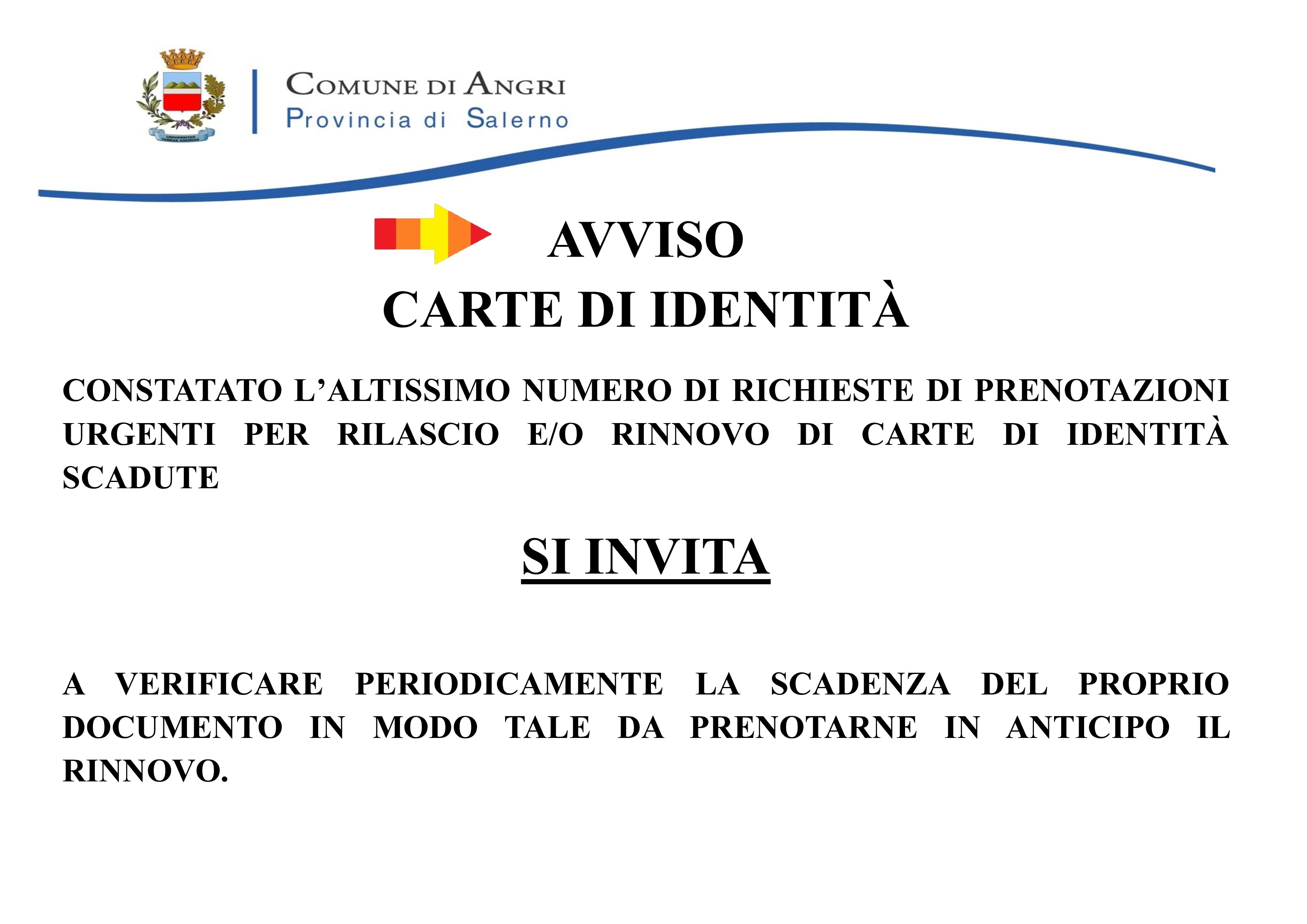 Avviso carte di identità